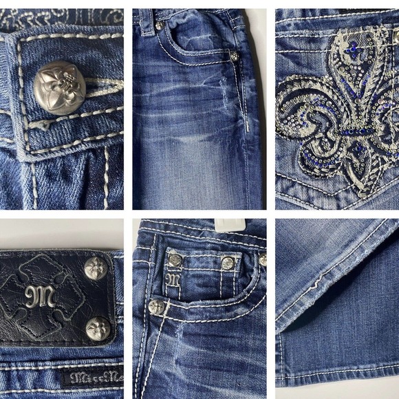 Miss Me Jeans Womens Size 27 Bootcut Bling Thick Stitch Equestrian Low R… - Picture 6 of 9
